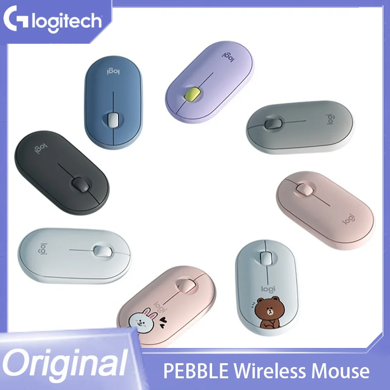 

Original Logitech Wireless Mouse Pebble Bluetooth Light Thin Mute Office Laptop Tablet Computer Color Mouse K380 Keyboard Set