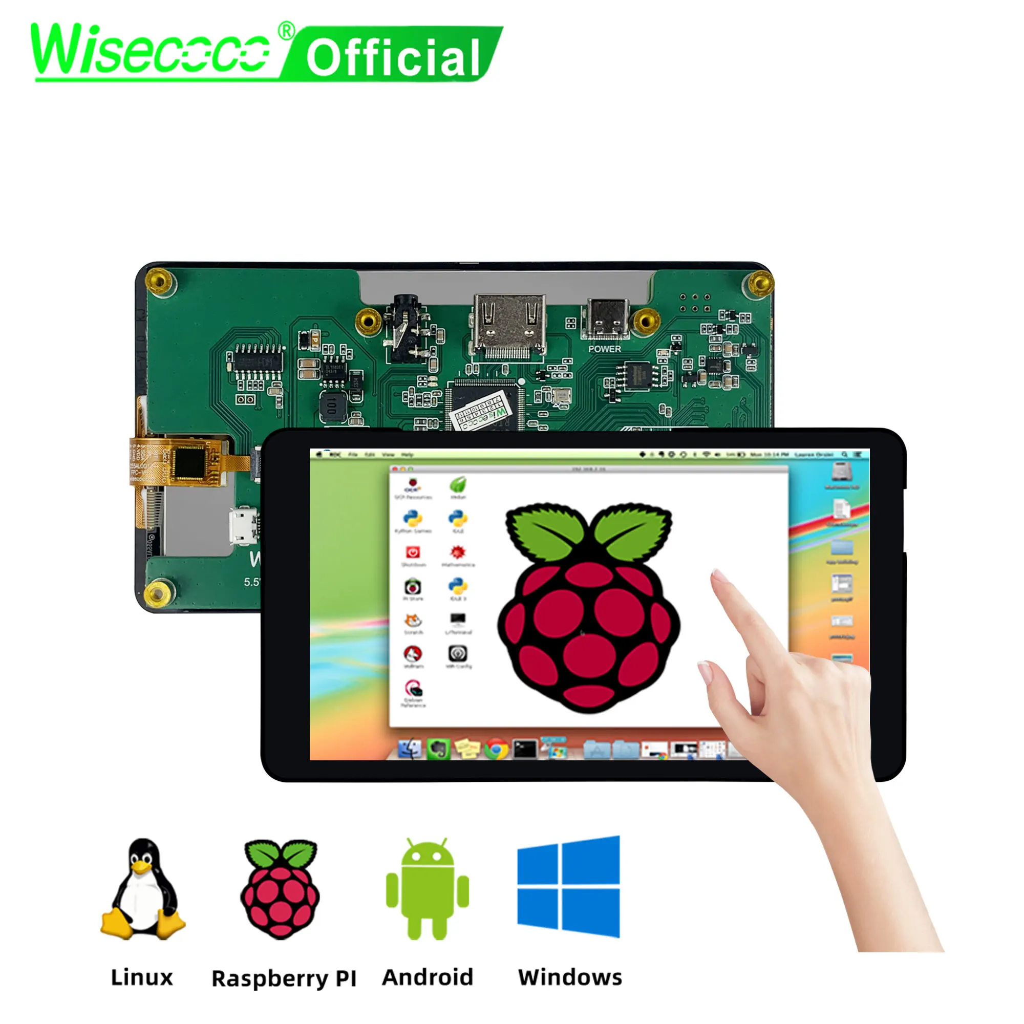 wisecoco 55 polegada 1920x1080 ips display painel de toque capacitivo aida64 modulo lcd tft para raspberry pi 3b mais 4b linux android 01