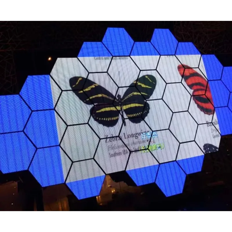 533Mm Side Length Hexagonal Led Screen P1.875 Outdoor Led Video Panel Custom Size Sexangle Led Display Sign Board Tv Wall