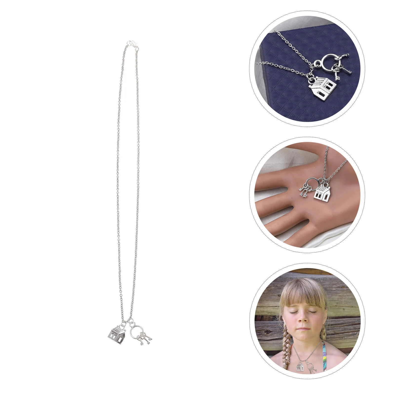 

2pcs Key Charm Zine Alloy Necklace Fashion Sweater Chain Unique Design For Men Women Durable Skin-Friendly Housewarming