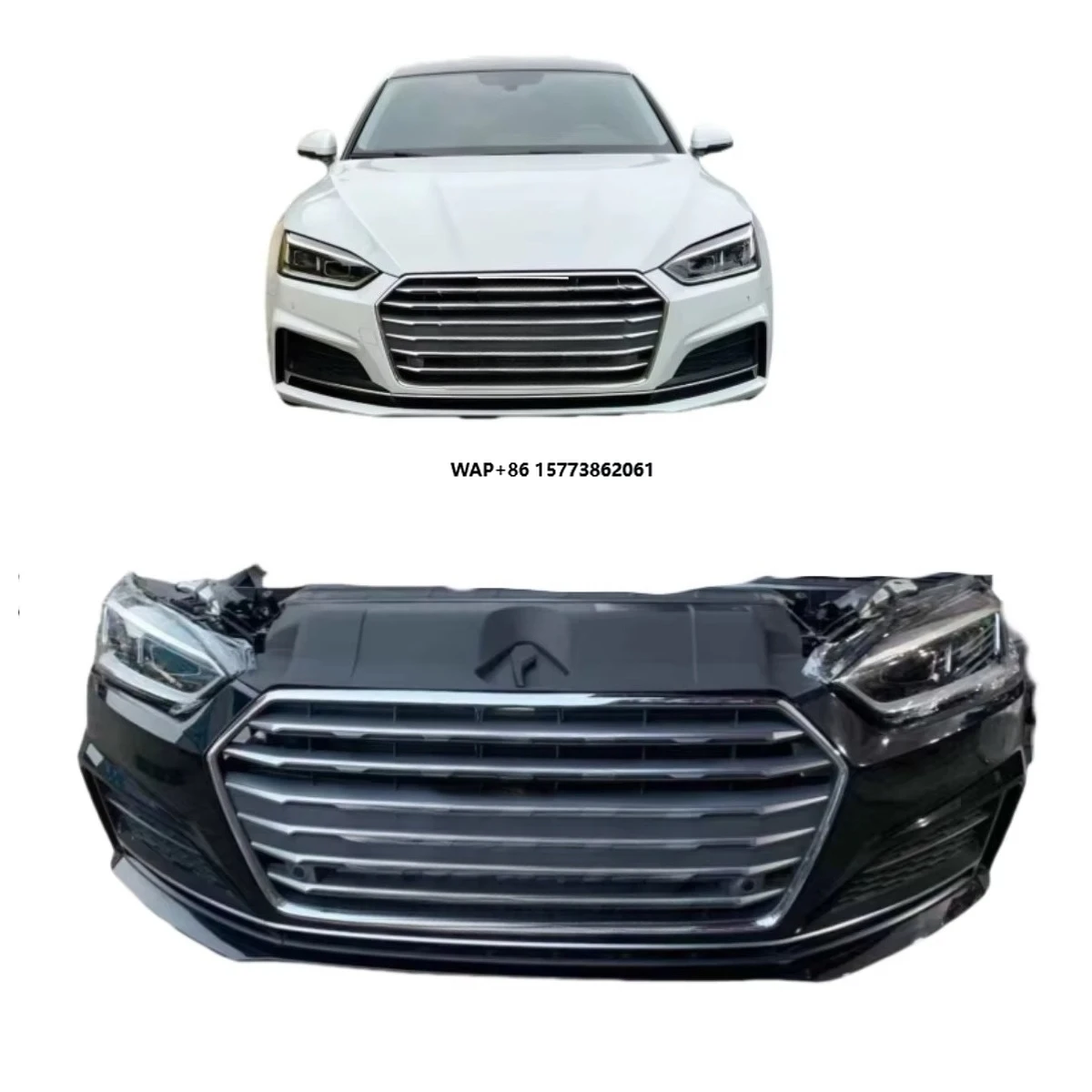 

Передний бампер в сборе для A5L Sport Version с электронной решеткой радиатора и рамкой для бака