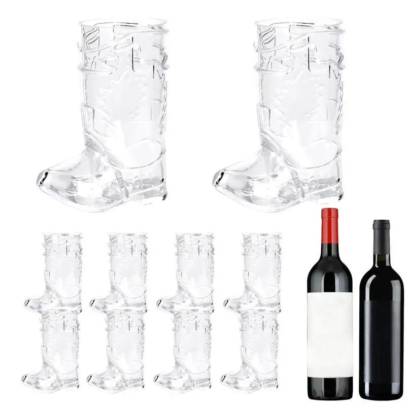 Fun Party Cups Transparent Reusable Mug Beer Boot Mugs Compact Cowboy Boot Cup Set Cowboy Boot Drinking Cup For Parties Rodeos