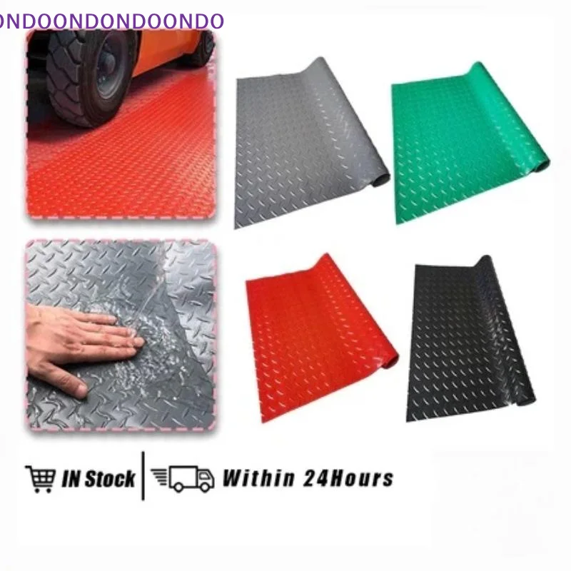 Anti-Slip Checkered Plate PVC Flooring Mat Heavy Duty Scratch Resistant Mats for Garage Workshop Indoor Outdoor Home Improvemen