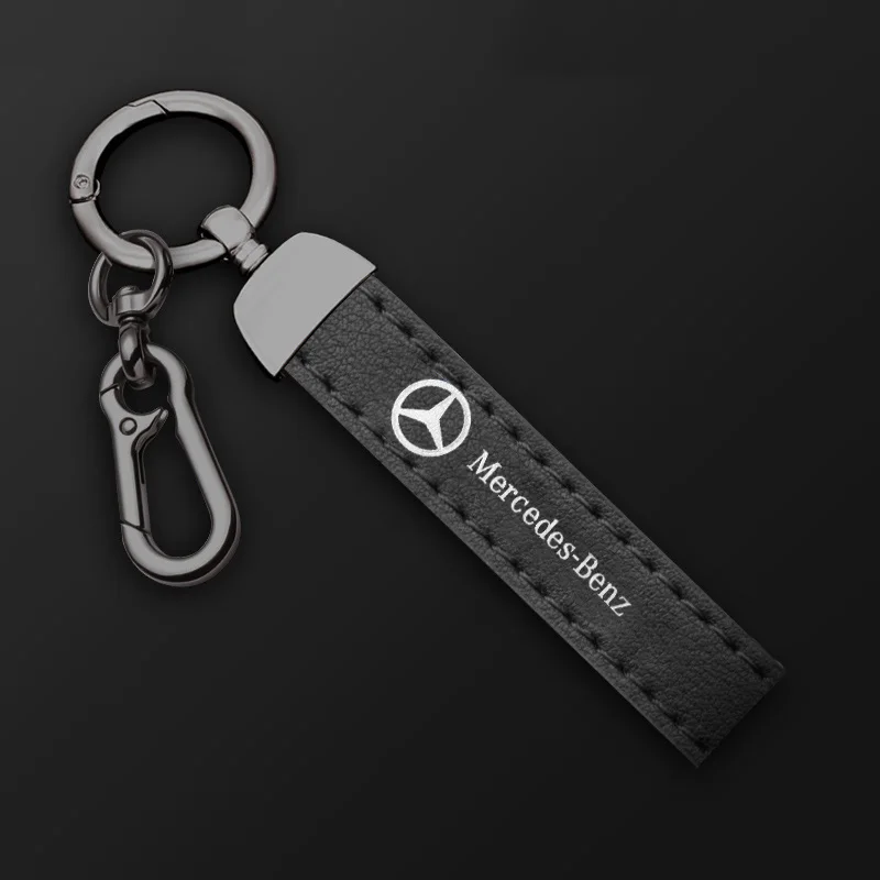 

Retro Leather Keychain For Mercedes Benz W202 W212 W126 W140 W177 CLS GLE GLC GLS Keyring Gift Personalize Car Logo Key Chains