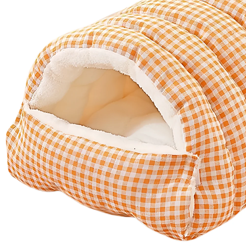 بيت القطط المعزول للشتاء - سرير مغلق مع حصيرة صوف القطب الشمالي القابلة للإزالة وتقنية التسخين الذاتي، سرير مقاوم للماء للكلاب/القطط