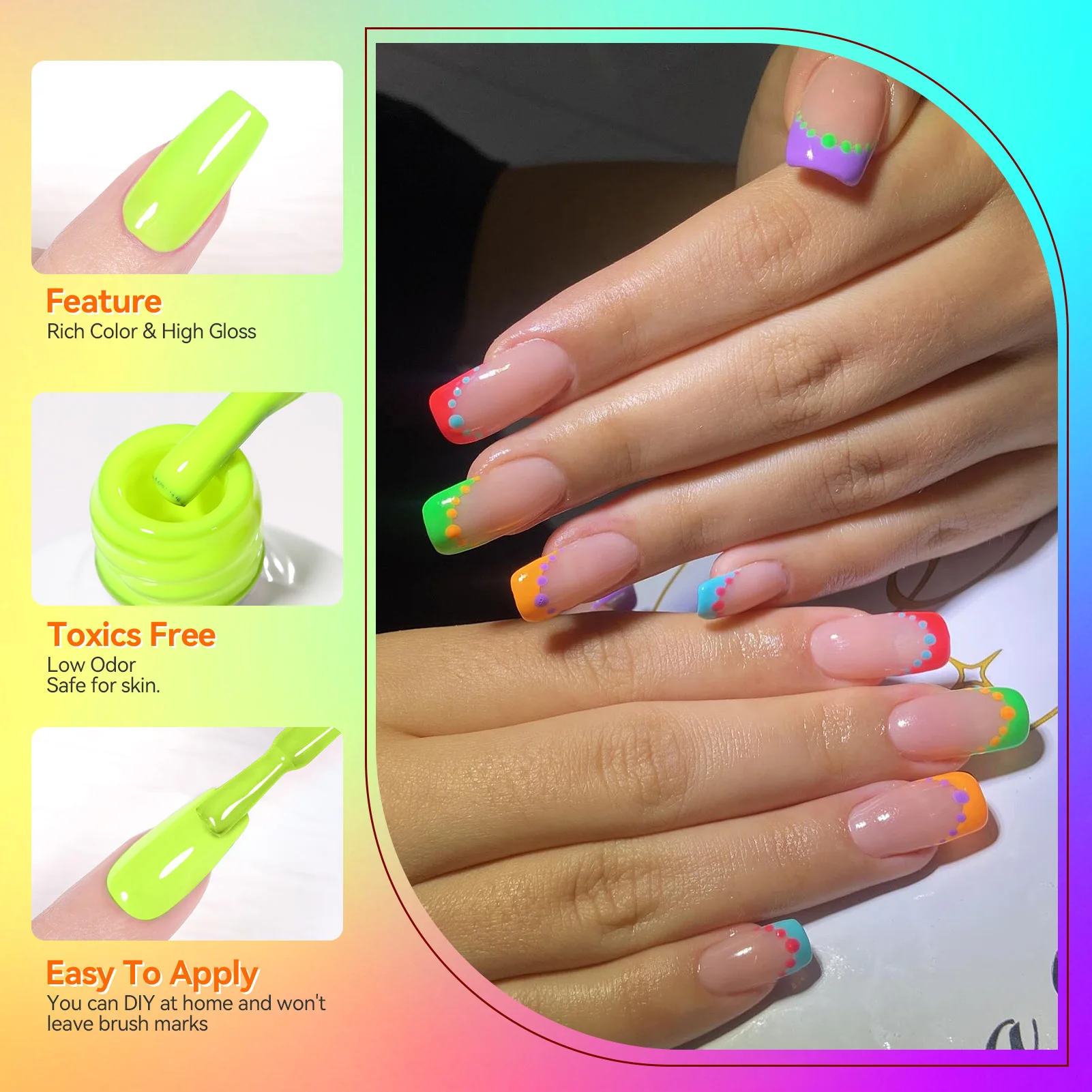 BORN PRETTY – ensemble de vernis à ongles Gel néon, 6 pièces, couleur magnifique d'été, Kit UV semi-permanent à tremper, tout pour la décoration de manucure, 10ml