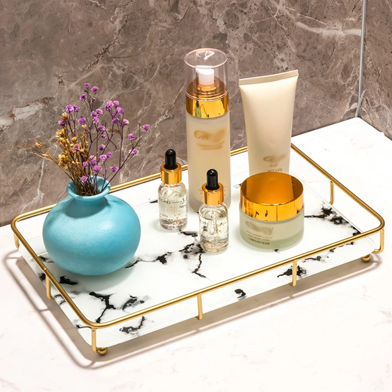 

Bathroom Toilet Vanity Shelf Hand Sanitizer Countertop Tray Light Luxury Cosmetics Storage Bathroom Decoration Accessories