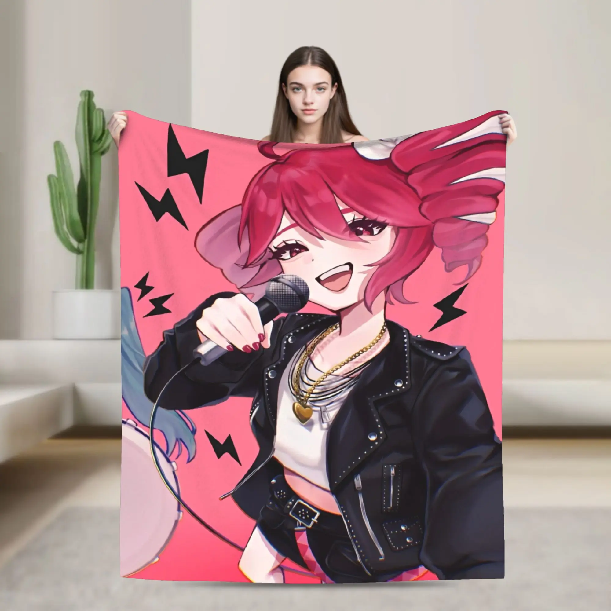 カサネ・テト-アニメブランケット-ボーカロイドガール-ぬいぐるみ-ヴィンテージ-ソフトスローブランケット-ホーム用-春秋用