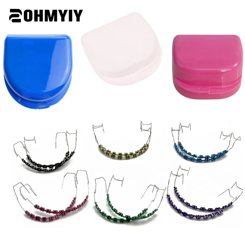

2pcs/set Colorful Brackets Dental Fake Braces For Teeth Temporary Metal Wires Metal Bracket Orthodontic Ligature Ties