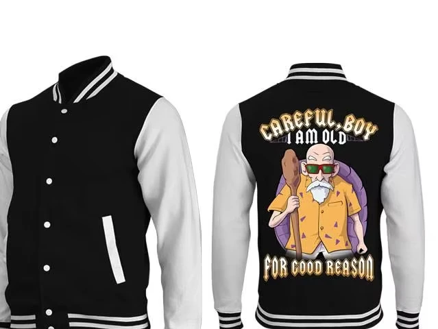 لعبة دراغون بول 2025 جديد فيغيتا البرق هالة الفن والنص تحذير طباعة قطعة واحدة البيسبول سترة الرجال عادية الخريف/الشتاء