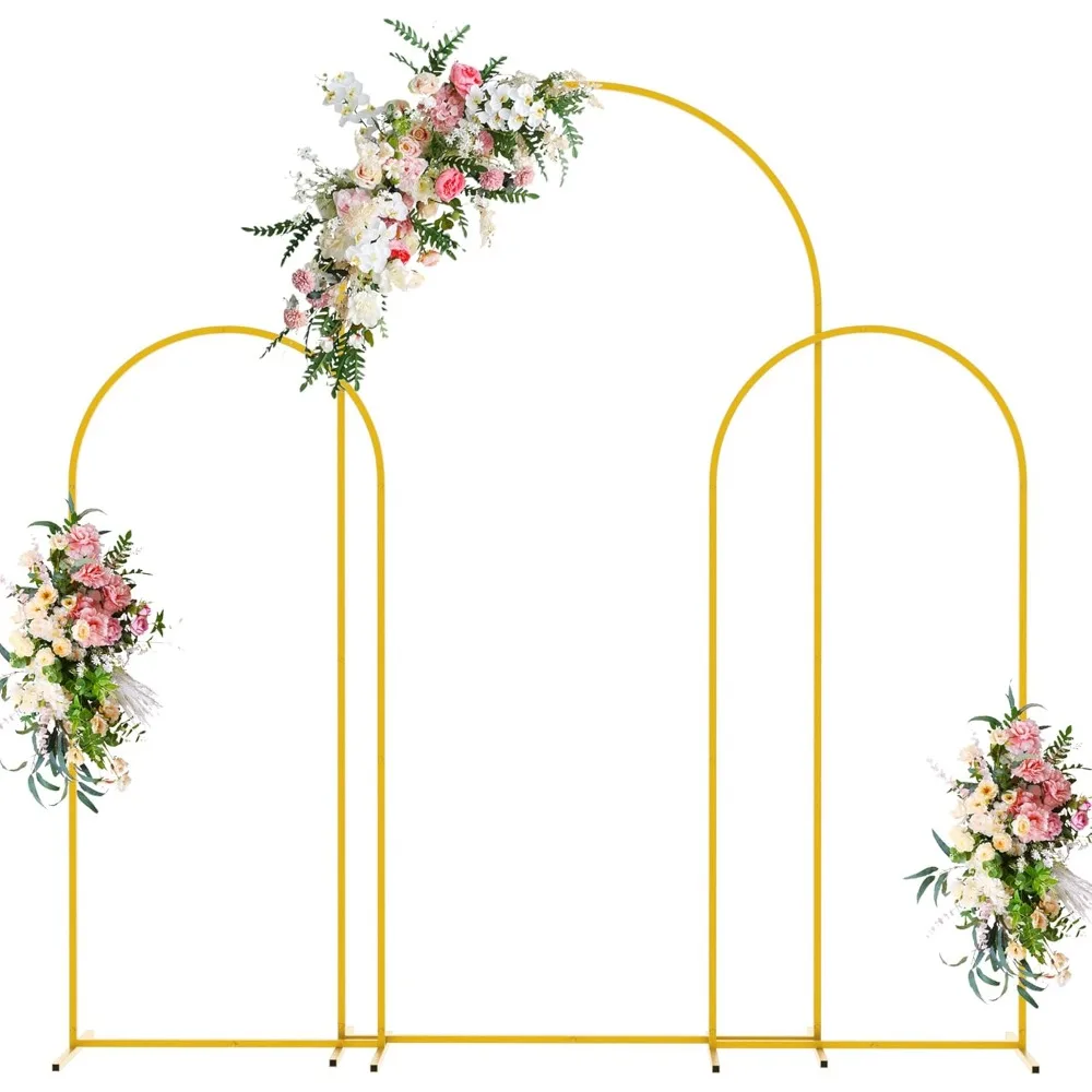 

Wedding Arch Backdrop Stand Set of 3 6.6FT, 5FT, 5FT Gold Metal Wedding Arch Stand for Birthday Party Wedding Decoration