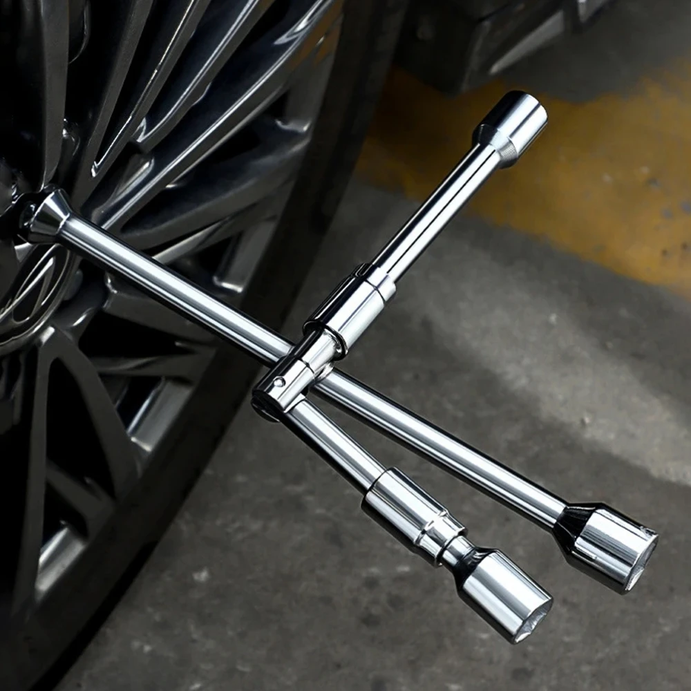 

17 19 21 23mm Folding Cross Wrench CR V Steel Wheel Lug Nut Spanner Labor Saving Foldable For Car Truck Tire Repair
