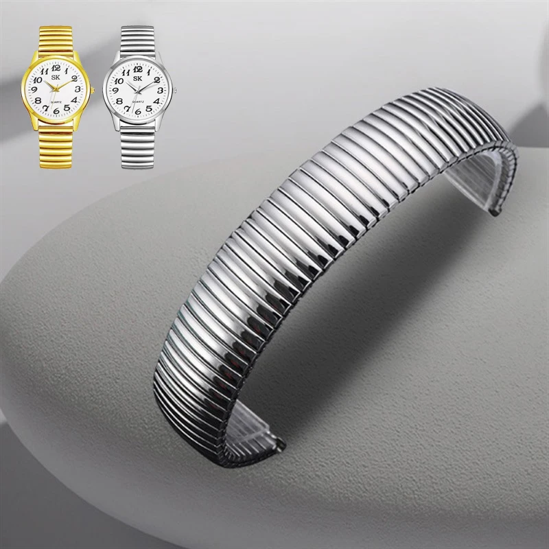 *Streamline the watch band for the elderly*Expansion Stainless Steel Watch Band Wristband Accessories Bracelet Metal Elastic