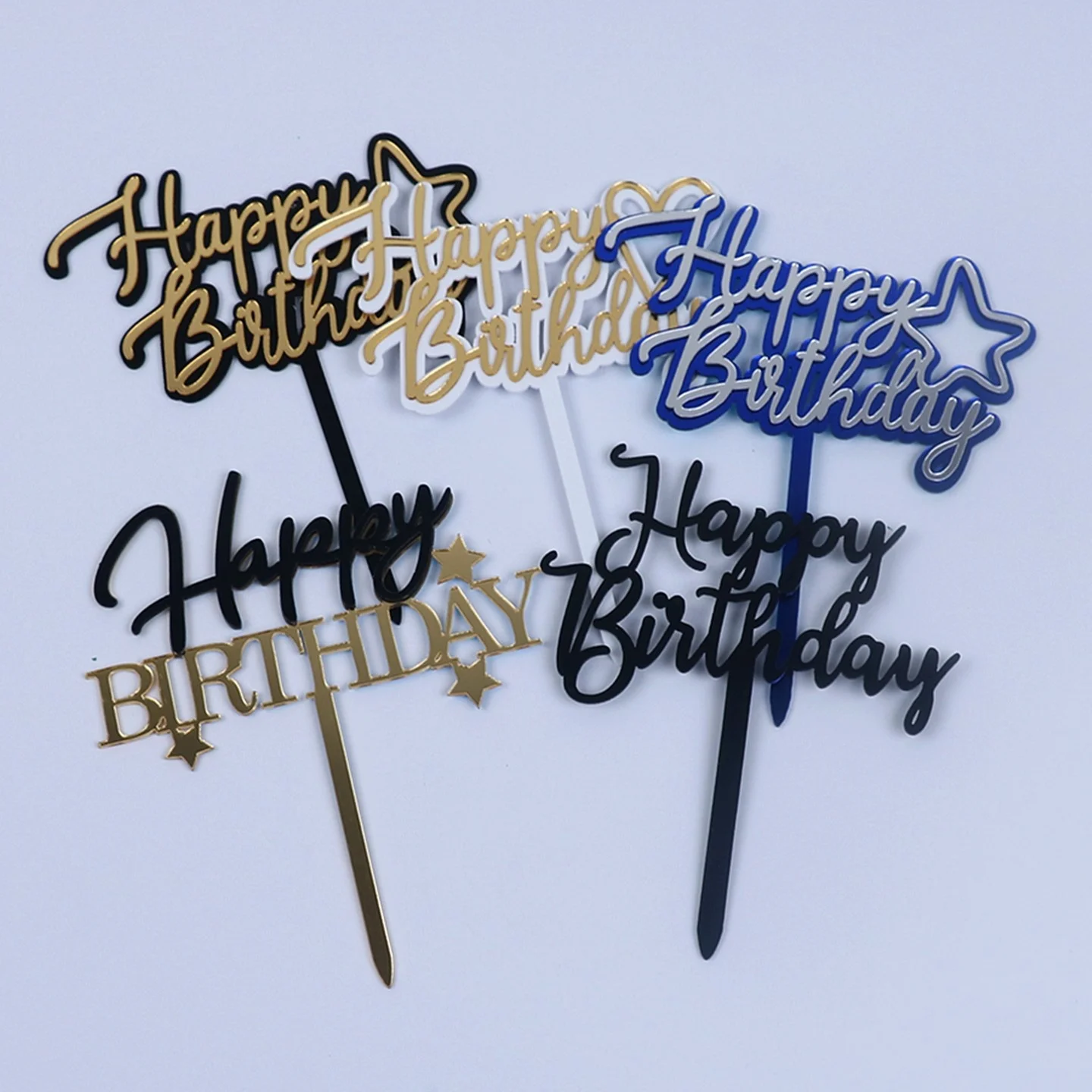 

Новое акриловое украшение для торта, многослойная двухцветная звезда, аксессуары для празднования дня рождения, батарея не требуется