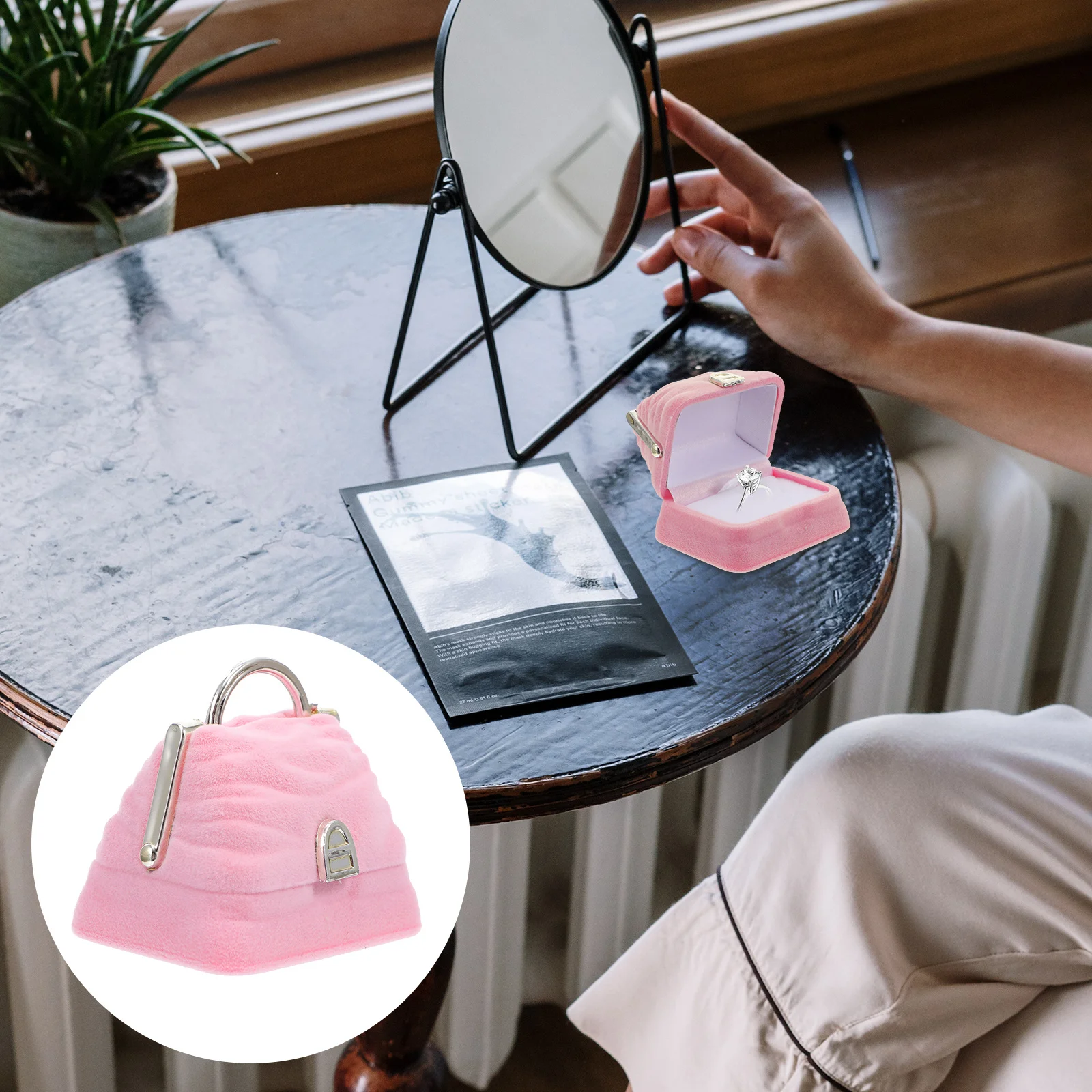 

Shape Ring Box Creative Jewelry Storage Case For Engagement Wedding Proposal Valentine'S Day Gift Handbag Ring