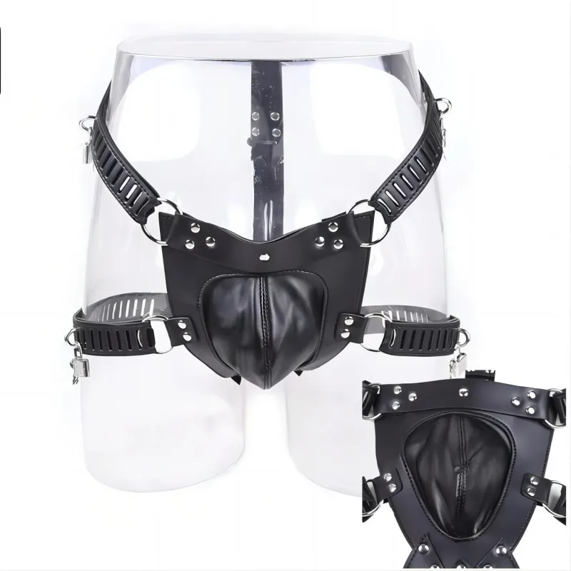 

Adult Games PU Leather Sexy Panties BDSM Bondage Fetish Restraints Penis Cock Cage Male Chastity Devices Belt Erotic Toys