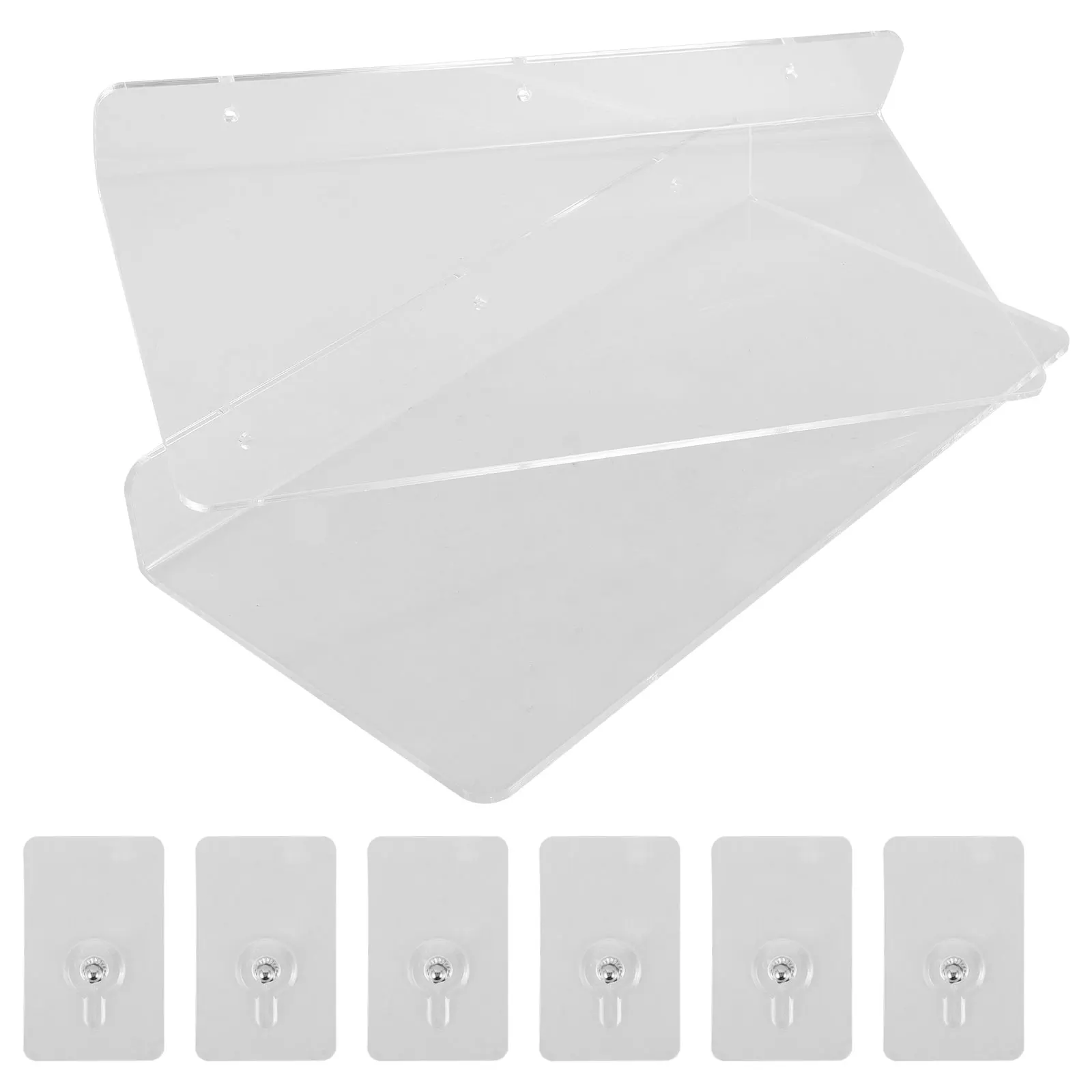 

2pcs Wall Mounted Flower Pot Stand 30x15cm Clear Acrylic Shelf for Plants Indoor Floating Rack Storage Small Bonsai Holder