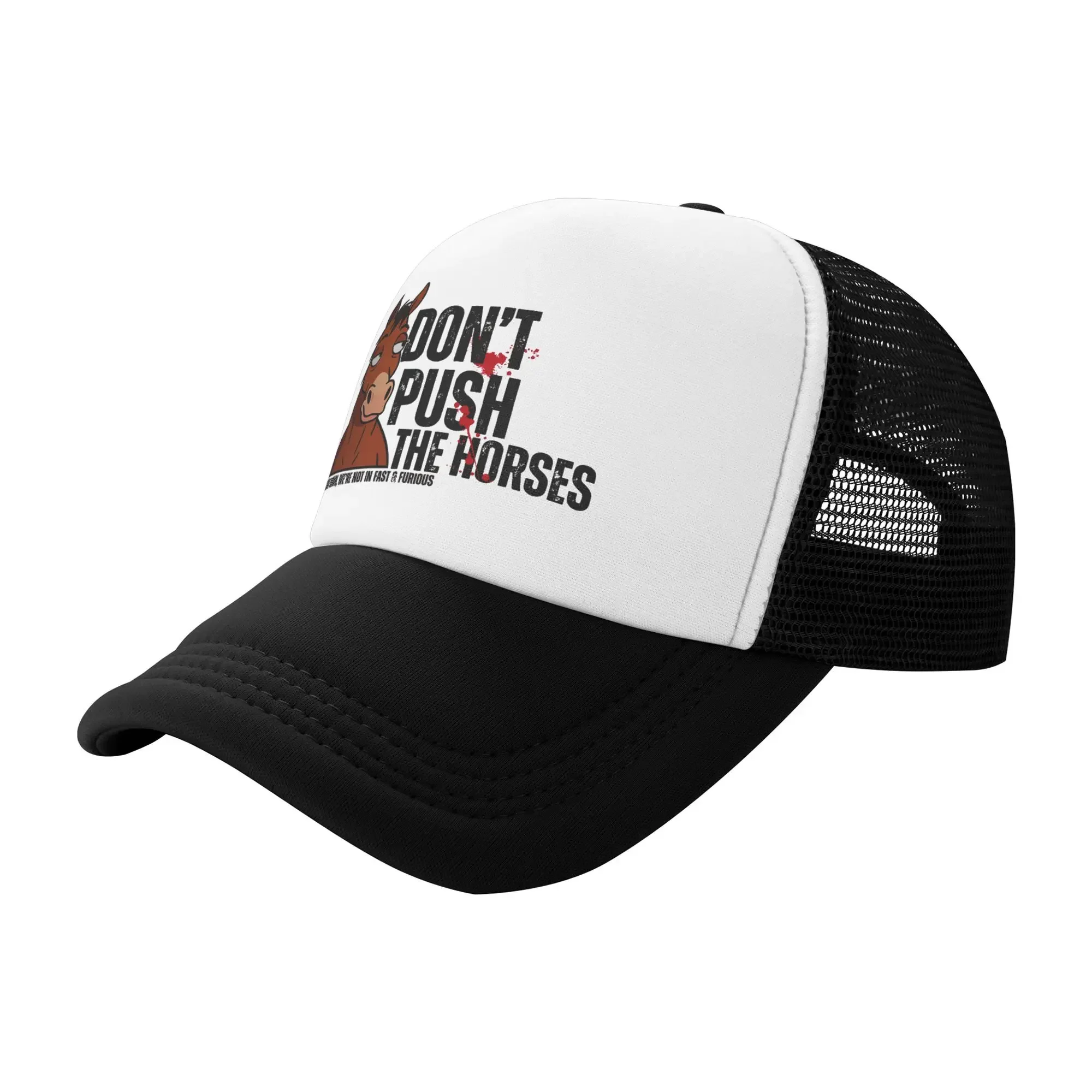 Summer Cooling Don't Push The Horses Funny Meme Quote Mesh Caps Men Women Adjustable Foam Trucker Hats For Casual Wear