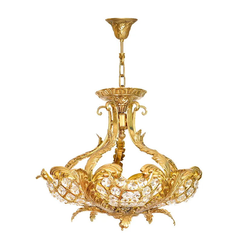 

French all-copper crystal lamp, European-style entrance entrance study restaurant dewaxing chandelier