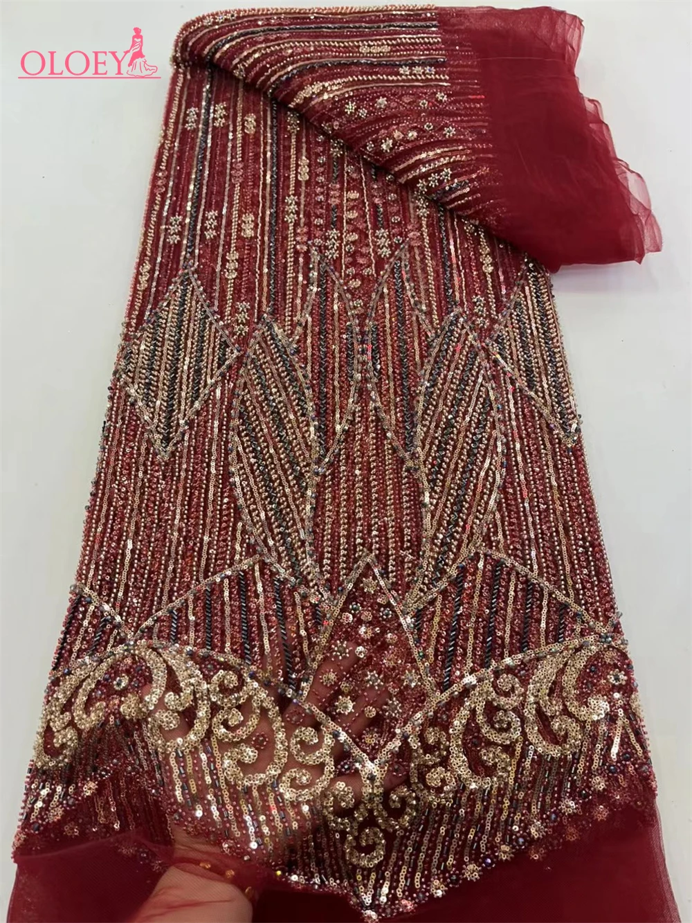 New High-End Luxury French Embroidery Heavy Groom Lace Fabric African Nigerian With Sequins Fabric For Wedding