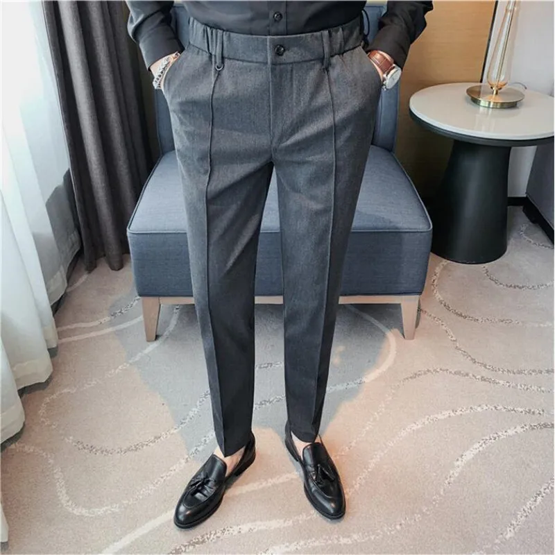 

2023 Korean Style Men Spring High Quality Leisure Pants/Male Slim Fit Fashion Solid Color Office Dress Trousers Plus size 29-36