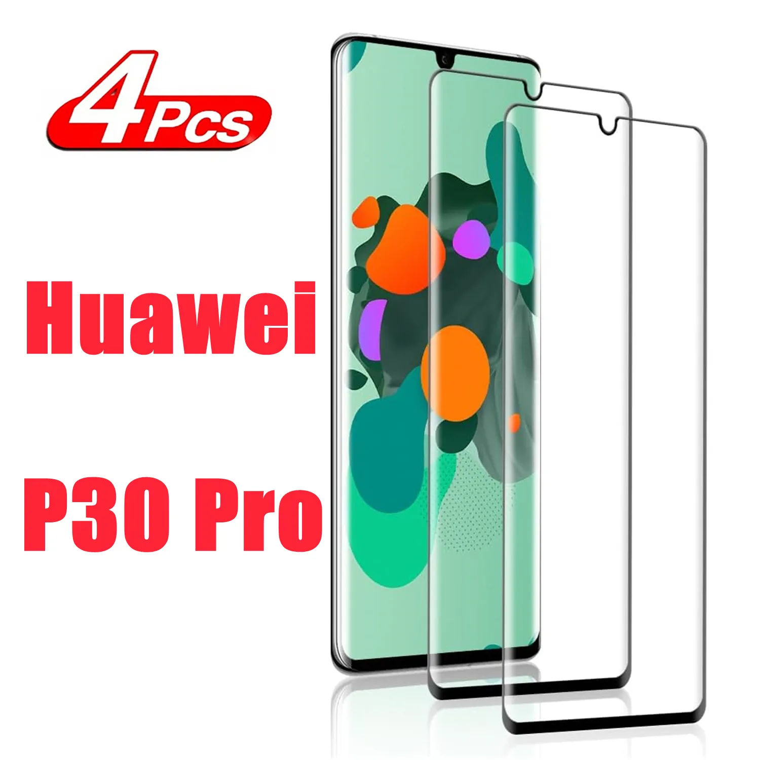 1/4Pcs Full Cover Glass For Huawei P30 Pro Screen Protector For Huawei P30 Pro Tempered Glass Protective Film