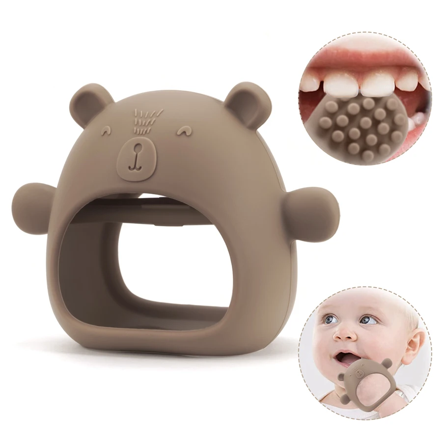 1PC Silicone Teether Toy Baby Cartoon Bear Shape Teether Ring Kid Gift BPA Free Kid Teething Baby Toys Mother Kids Accessories