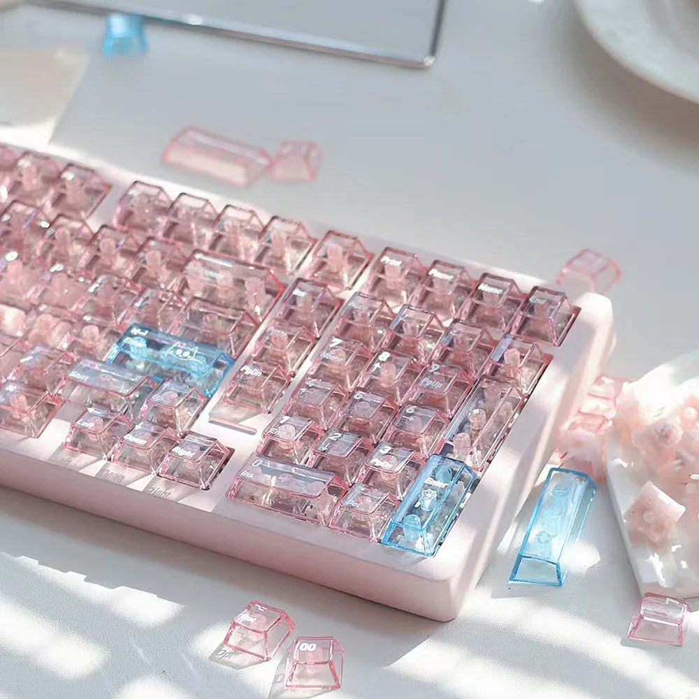 Pc Pink Transparent Keycaps 170 Key Keycap Cherry 2.25U/2.75U/7U Space Bar L Shape Enter Key Alice Layout Keycap