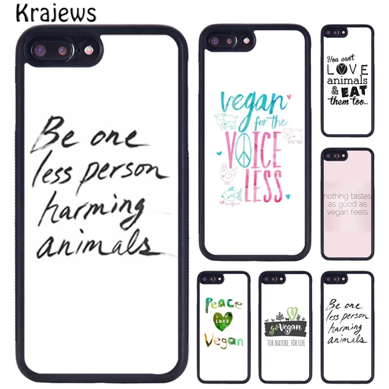 Krajews VEGAN QUOTES LOVE VEGGIE Phone Case For iPhone 16 15 14 X XR XS 11 12 mini 13 Pro MAX Plus cover shell coque