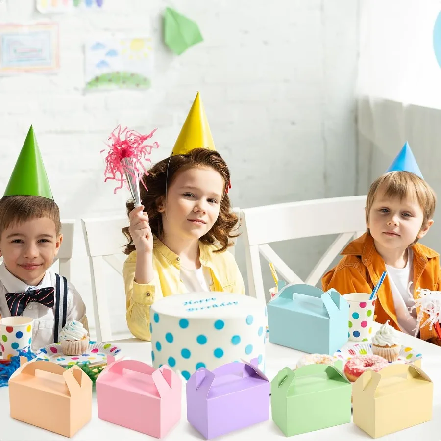 48 Uds. Caja de regalo Gable de regreso a la escuela 6x3,5x3,5 pulgadas cajas de dulces de papel coloridas Snack Goodie cajas de golosinas para pasteles para vacaciones