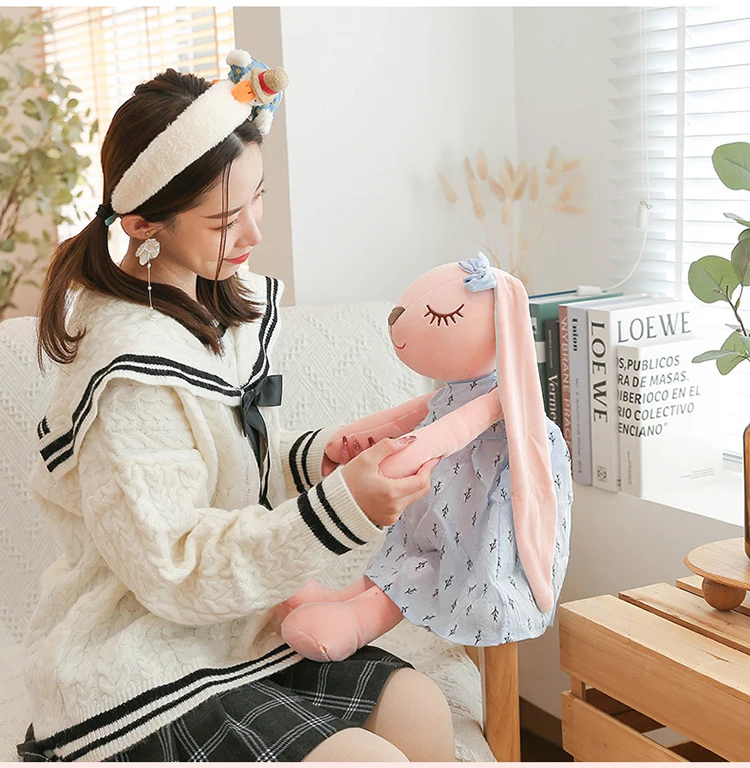 35 cm große Oster-Babyhasenfigur, rosa und blau, An'an Rabbit, beruhigende Geschenkpuppe für Kinder, Plüschtier mit superweichem Fell. – Detail 5
