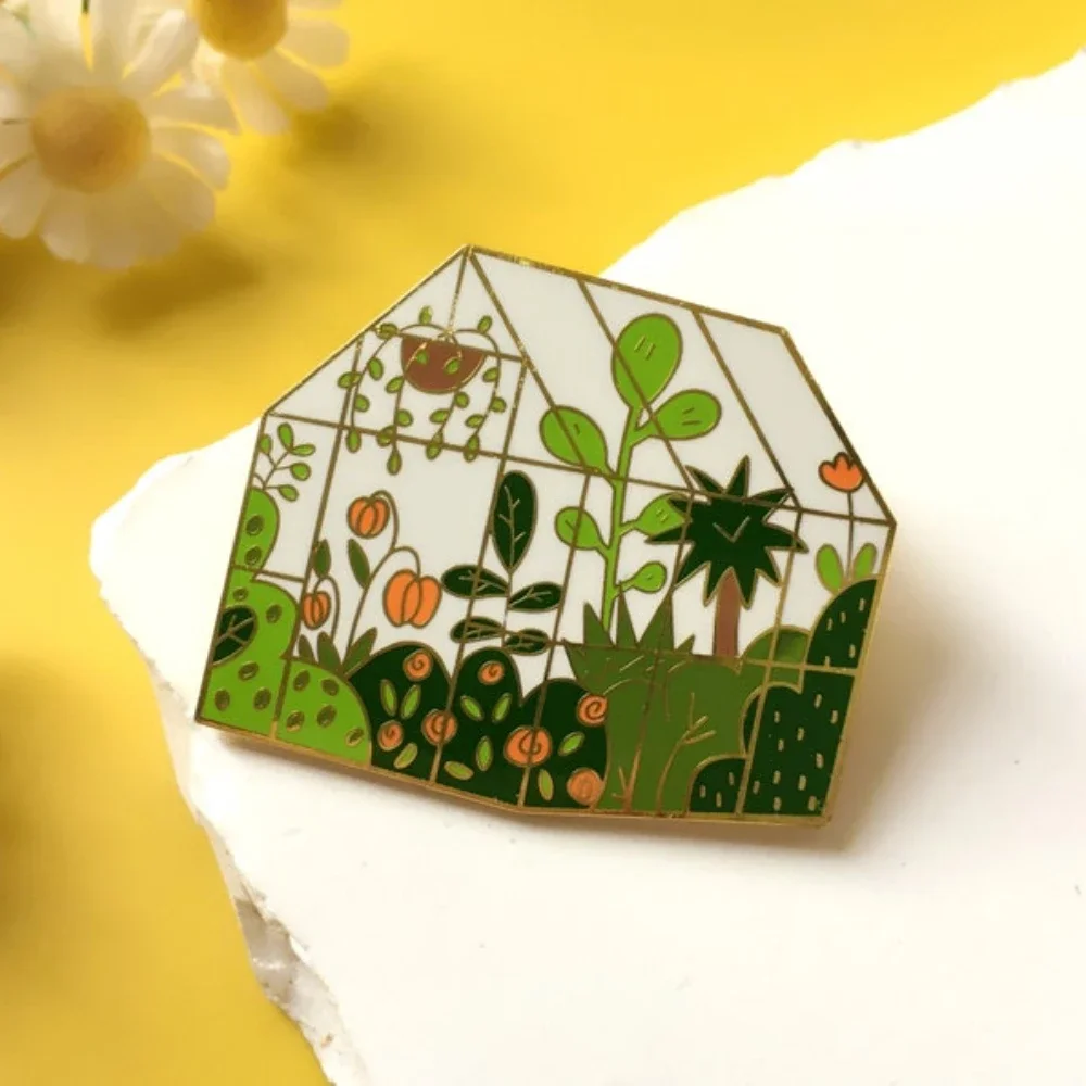 Greenhouse Hard Enamel Pin Plant Lovers Badge Garden Lapel Pins Collar Pin Brooch for Jewelry Accessory Gifts for Botanists