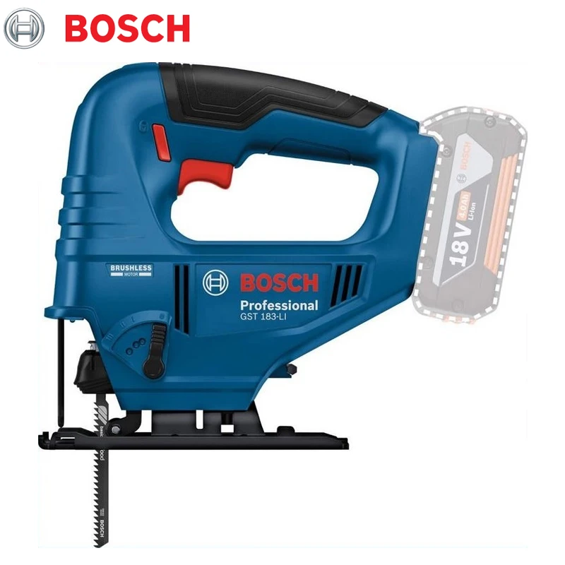 BOSCH GST 183-LI Cordless Jigsaw Professional 18V Brushless Variable Speed Electric Saw for Wood Metal Plastic Cutting GST183-LI