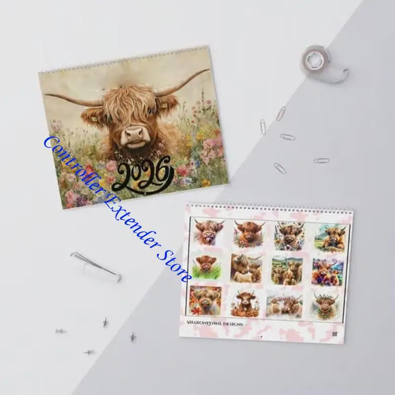 

N84B Художественный календарь для крупного рогатого скота на 2026 год — декор стены в стиле деревенского коттеджа и ежемесячный