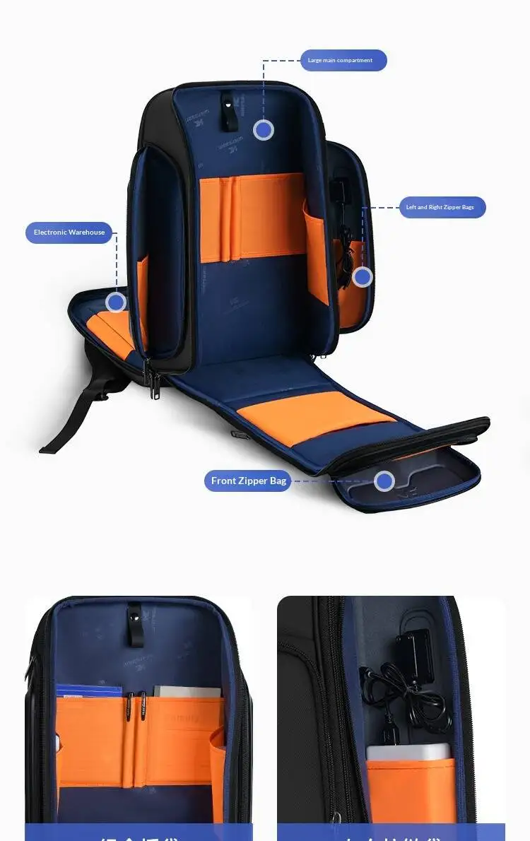 New High-end Business Backpack Men's Waterproof Backpack Large Capacity Multi-function Simple Atmosphere Computer Bag Light