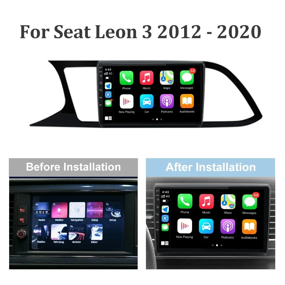 For Seat Leon 3 2012-2020 Car Radio Android 14  Carplay Car Multimedia Auto Navigation Stereo GPS Wireless 4G 2 din Screen