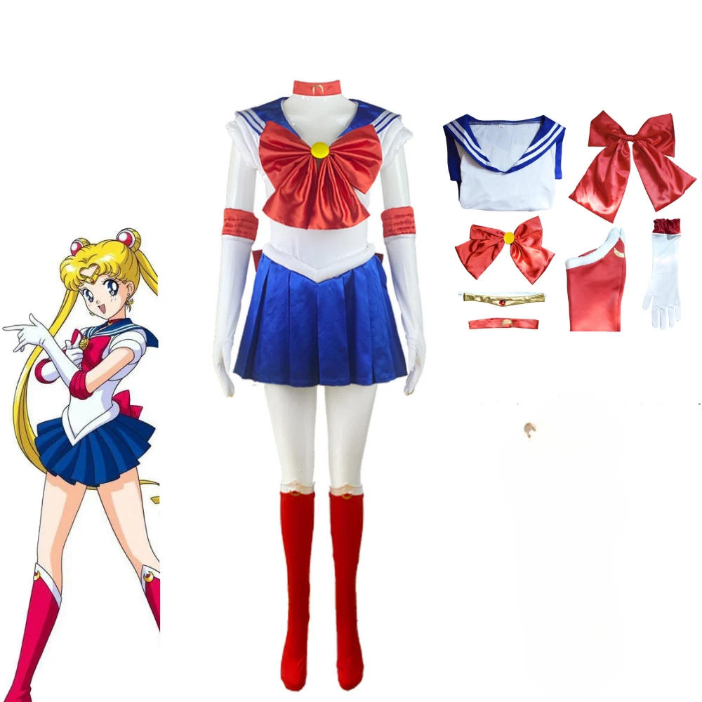 

Boys Girls Cosplay Anime Sailor Moon Costumes Wig Kawaii Primary School Uniform Choir Dance Clothing Halloween Dress Up Party