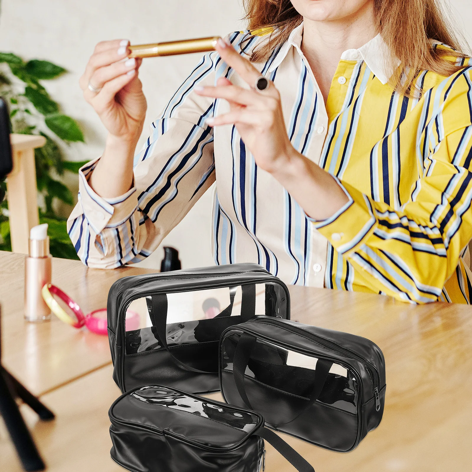 3Pcs Durable Waterproof Toiletry Bag Travel Organizer Storage Wash Bag Transparent Lightweight Practical