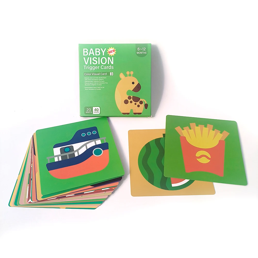 Educação Infantil Visão Gatilho Cartões, Prática Estimulação Visual, Bebês recém-nascidos Formação, Montessori Toy, 3 a 6 Meses