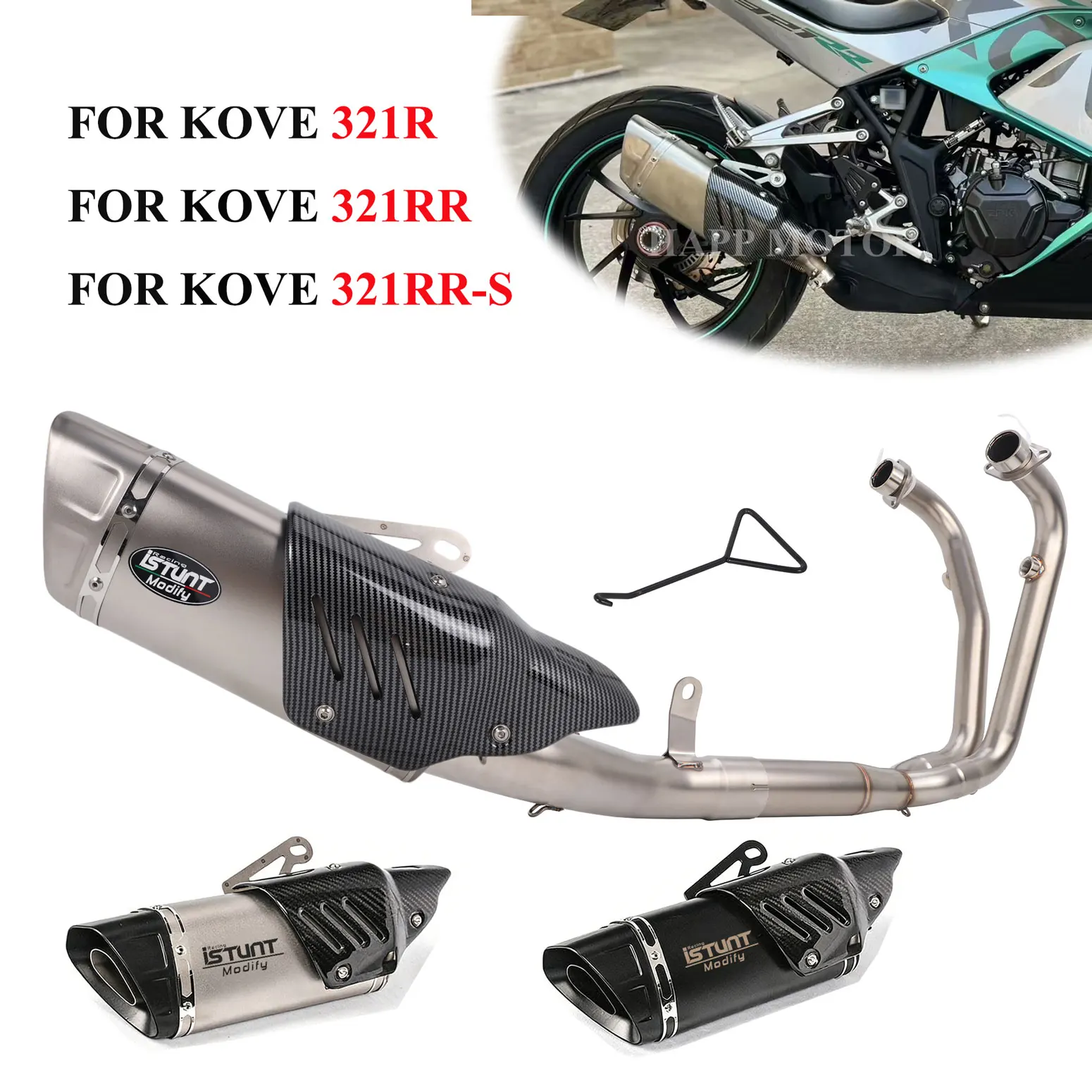 

Motorcycle Exhaust Slip On Front Link Pipe 321RRS Exhaust Escape Muffler For KOVE 321R 321RR 321RRS 2021-2025