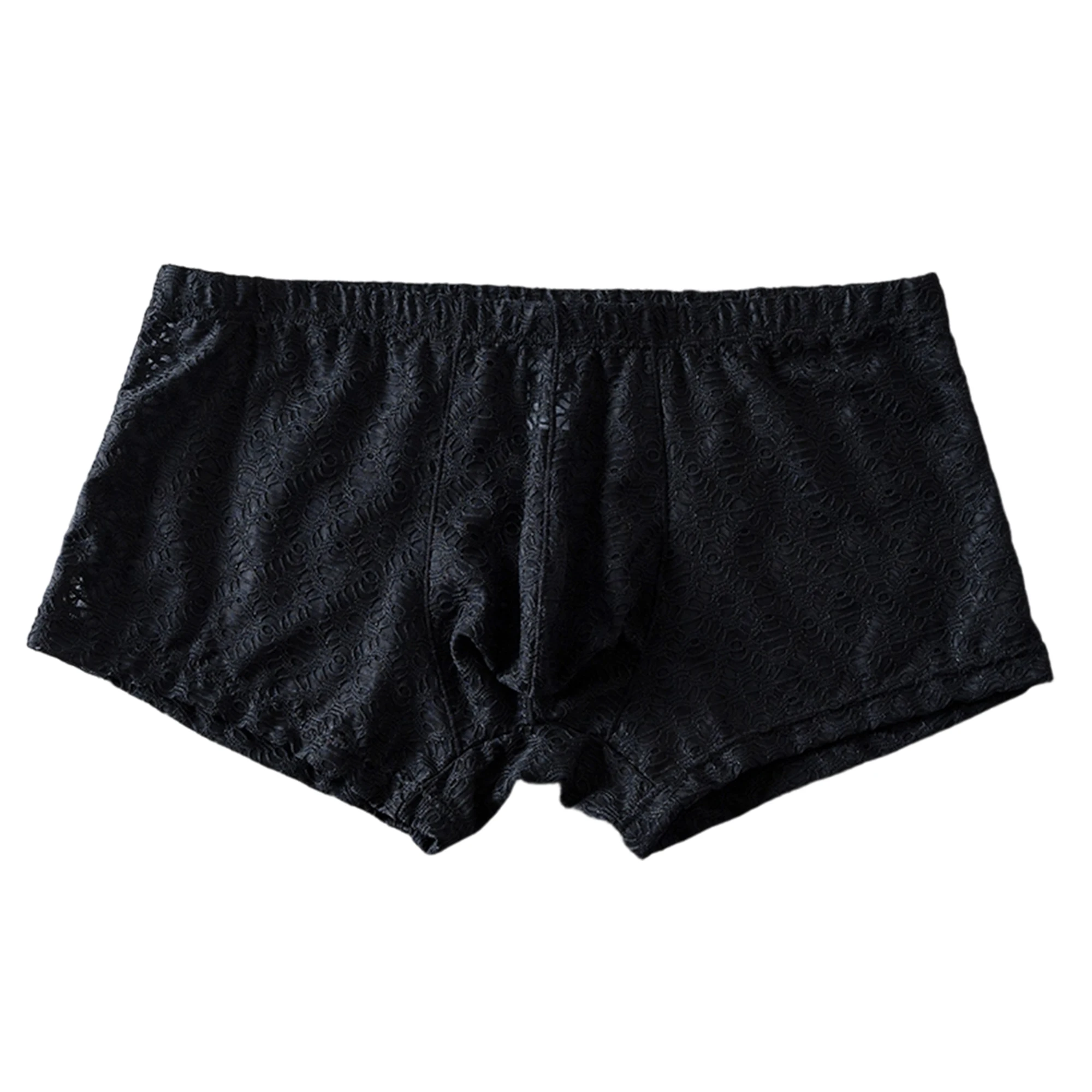 2PCS/3PCS/5PCS Men's Solid Color Lace Underwear Mesh Hollow Sexy Flat Angle Underpants Perspective Erotic Trunks Briefs Boxers