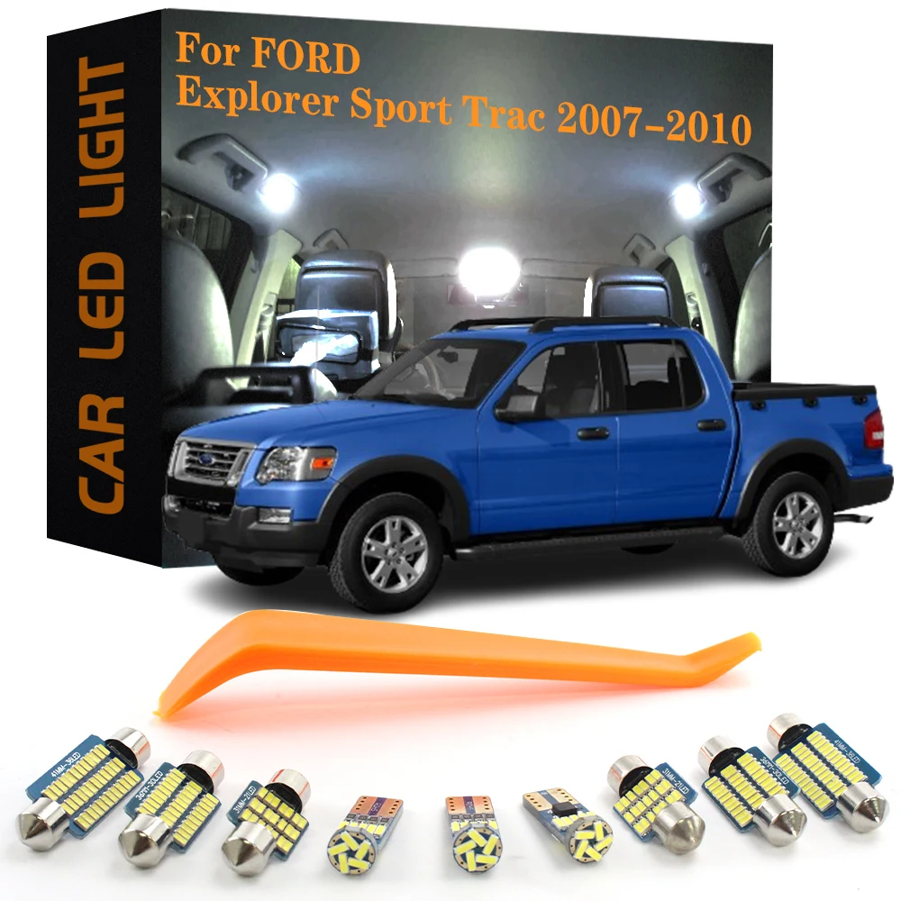 13pcs Canbus Car Accessories LED Interior Lights For Ford Explorer Sport Trac 2007 2008 2009 2010 No Error Auto Lamps Bulb Kit