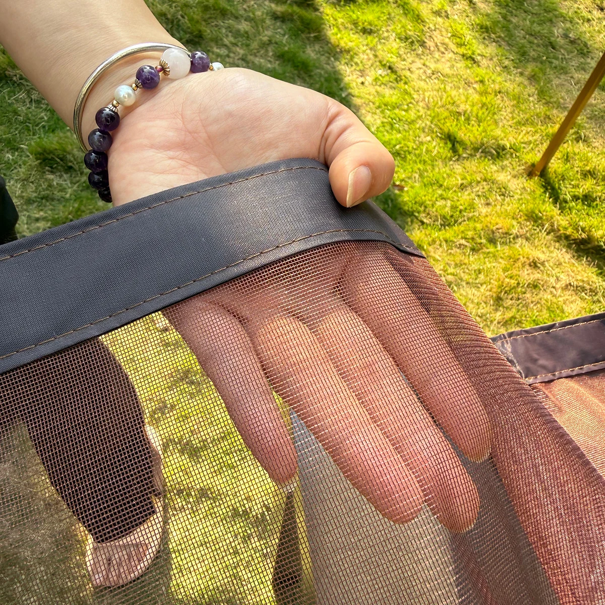 Solid Coffee Polyester Magnetic Mosquito Door Curtain Breathable Pet Proof Durable Anti Mosquito Mesh Screen for Home