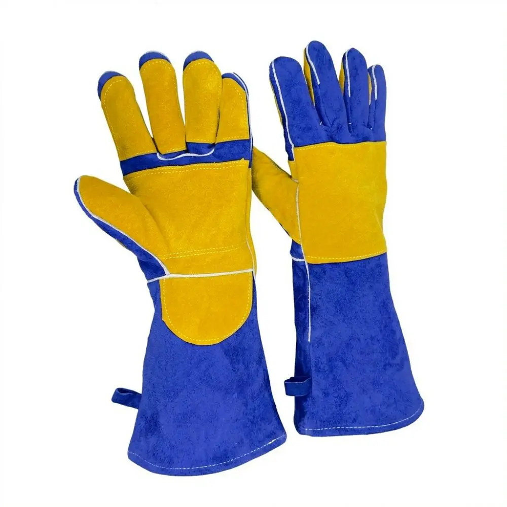 Industrial Grade Welding Gloves Cowhide Leather Extended Safety Protection Heat Resistant Slip Resistant Gear For Metal Welding
