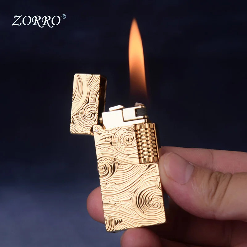 ZORRO Gold, Silver, Lighter, Narrow Machine Translation Cover Langsheng Side Slip Mechanical Lighter, Excellent Feel