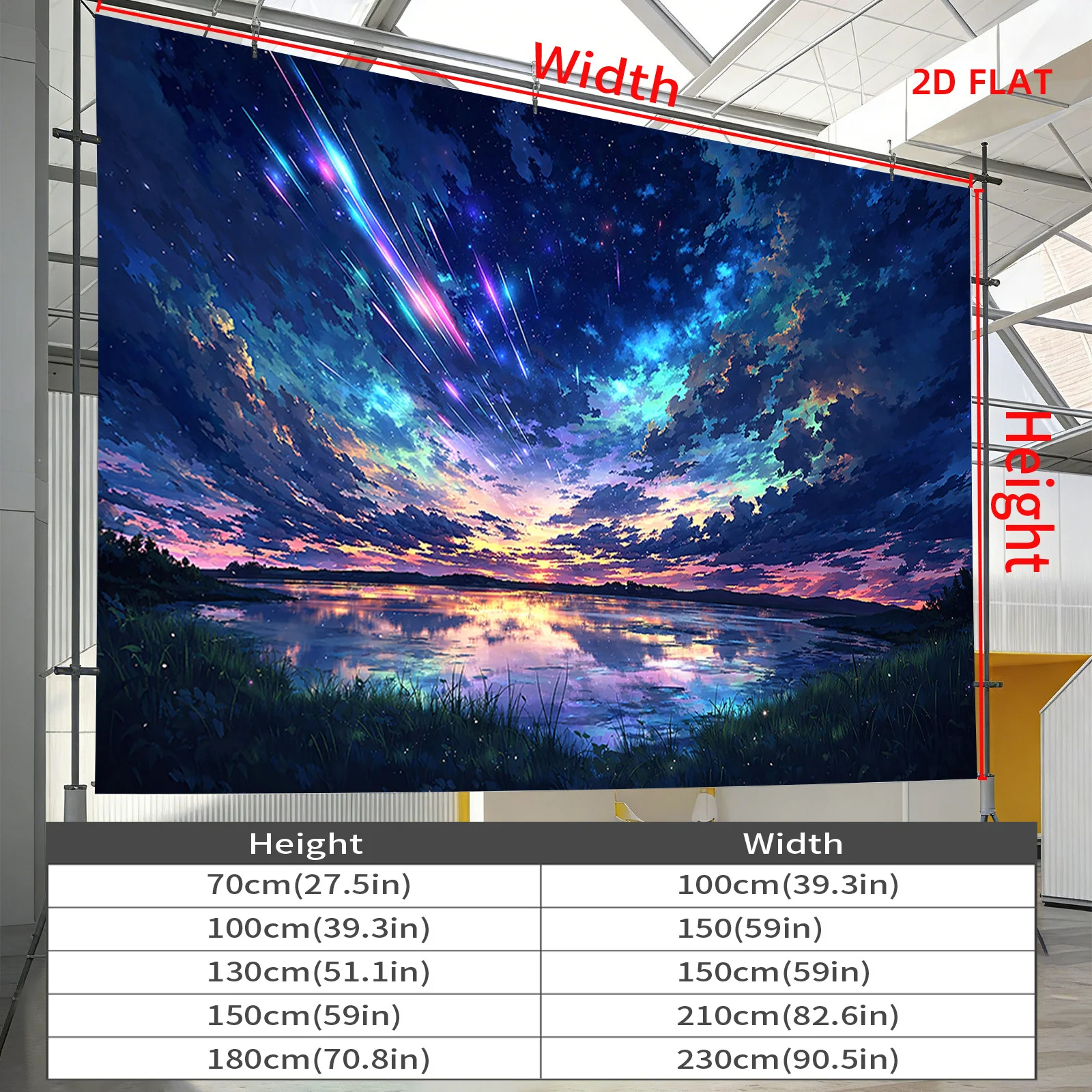 Ultra Large Galaxy Cosmic Tapestry Wall Hanging Celestial Nebula Blue Night Sky Stars Art Print Decor for Living Room Bedroom