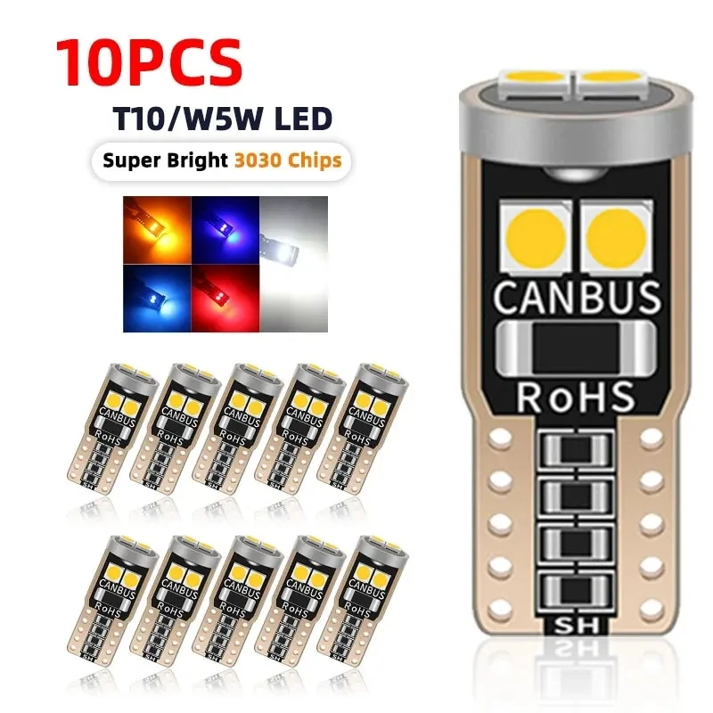 2/6/10Pcs T10 W5W 6SMD 3030 Super jasne LED Canbus brak błędu odczyt wnętrza samochodu światła kopułowe Auto lampa parkingowa Wedg
