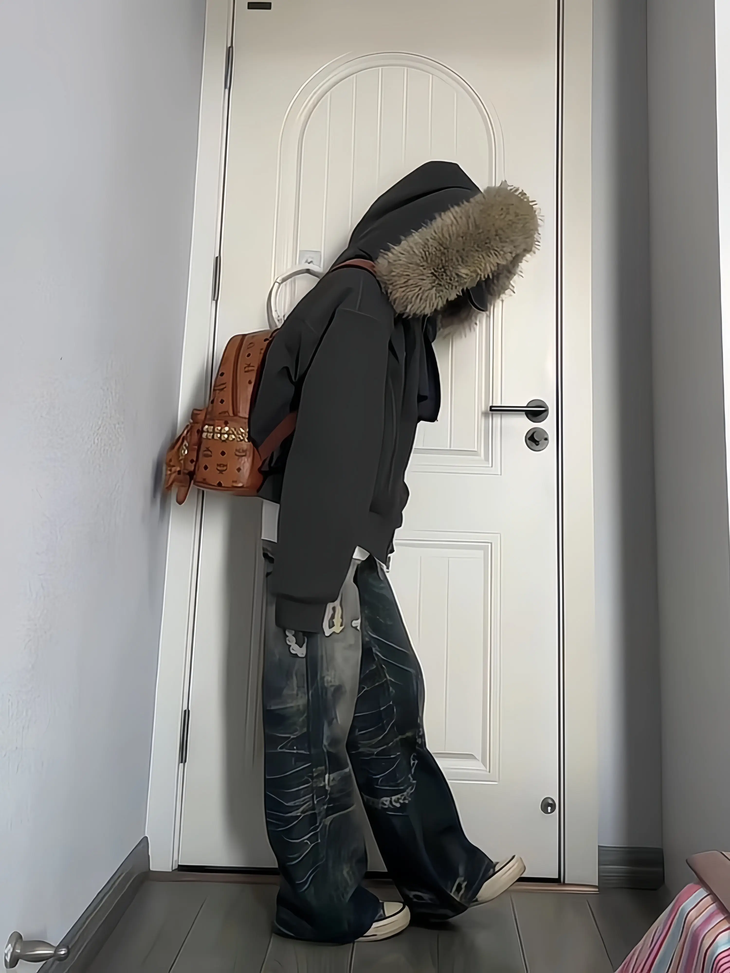 

Parkas Jacket Woman Womens Autumn Double-Sided Drawstring Midi Cotton-Padded Chic Turtleneck Minimalist Thickened Plaid Youthful