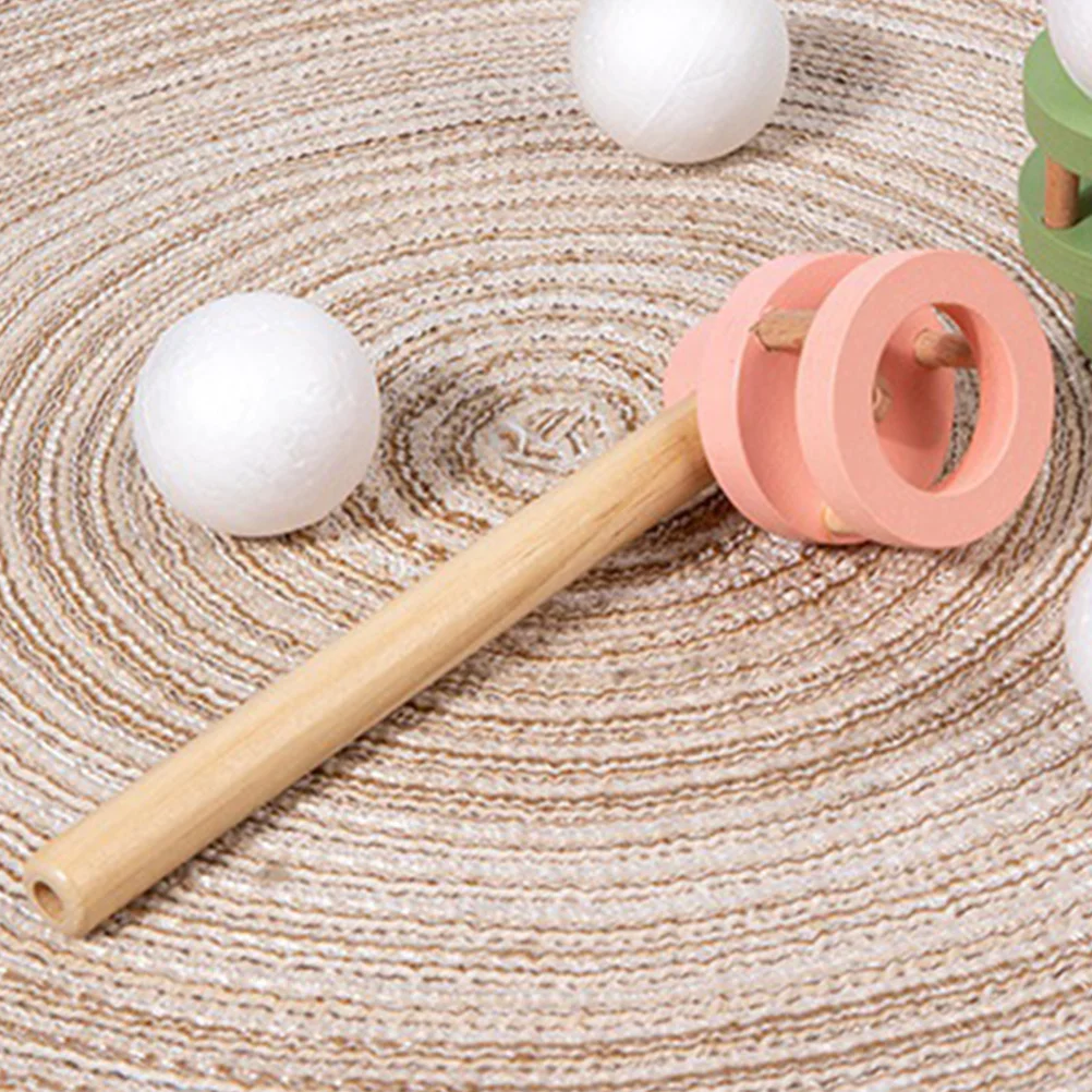

2 Pcs Floating Blow Pipe Balls Wooden Kids Pink Blowing Game Accessories Family Party Fun Activities