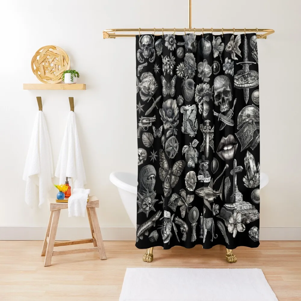 

Copy of Blue from 1000 Tattoo Flash Shower Curtain Bathroom Decor Shower For Bathroom Waterproof Shower And Anti-Mold Curtain